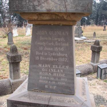 QUINLON John 1846-1902 &amp; Mary Ellen HIDE 1851-1930