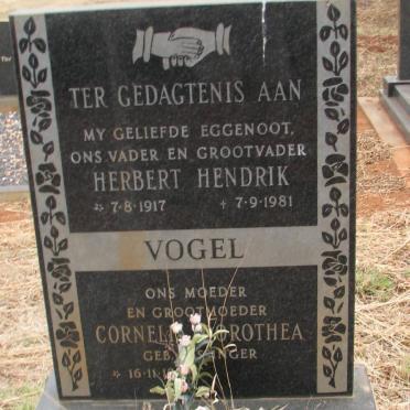VOGEL Herbert Hendrik 1917-1981 &amp; Cornelia Dorothea BESSINGER