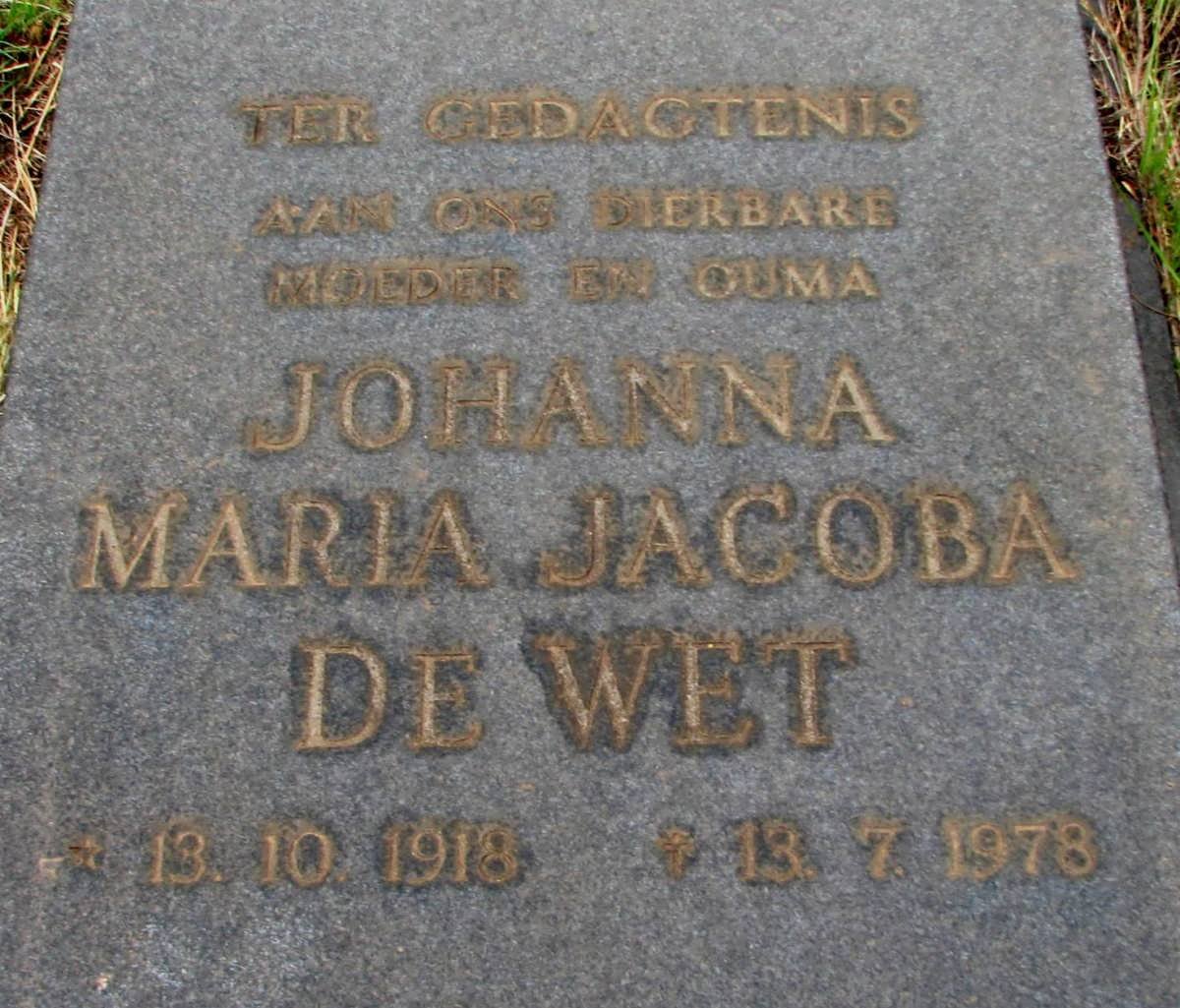 WET Johanna Maria Jacoba, de 1918-1978
