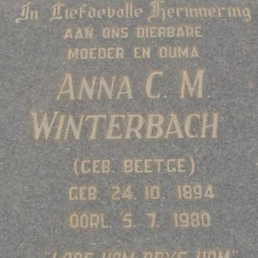 WINTERBACH Anna C.M. nee BEETGE 1894-1980