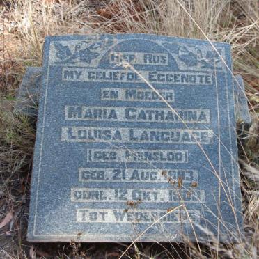 LANGUAGE Maria Catharina Louisa nee PRINSLOO 1883-1909