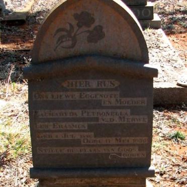 PRINSLOO Zacharyda Petronella V.D. MERWE nee ERASMUS 1886-1930