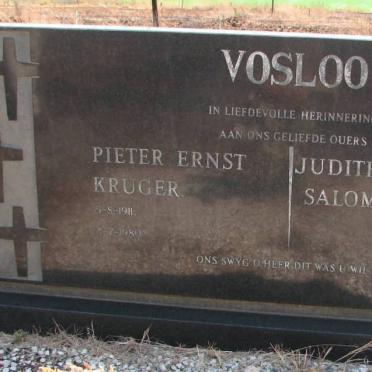 VOSLOO Pieter Ernst Kruger 1911-1980 &amp; Judith Fredrika Salomina GROBLER 1916-1980 