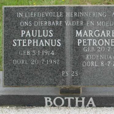 BOTHA Paulus Stephanus 1914-1997 &amp; Margaretha Petronella ODENDAAL 1917-2007
