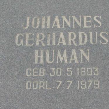 HUMAN Johannes Gerhardus 1893-1979