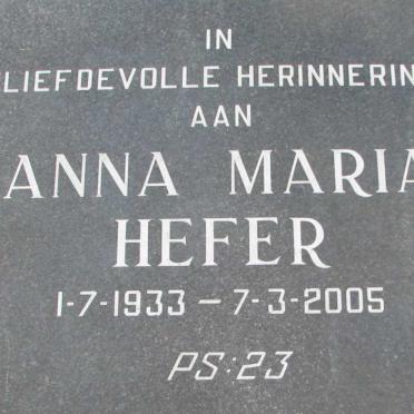 HEFER Anna Maria 1933-2005