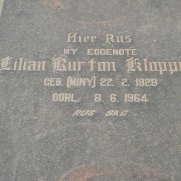 KLOPPER Lilian Burton nee MINY 1929-1964