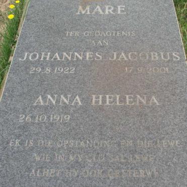 MARÉ Johannes Jacobus 1922-2001 &amp; Anna Helena 1919-