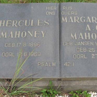 MAHONEY Hercules 1896-1969 &amp; Margaretha A.C. JANSEN VAN VUREN 1895-1989