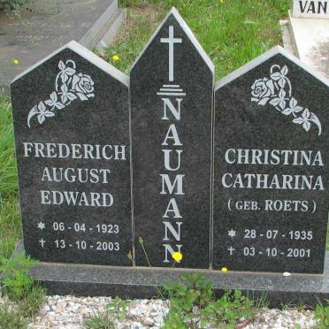 NAUMANN Frederich August Edward 1923-2003 &amp; Christina Catharina ROETS 1935-2001