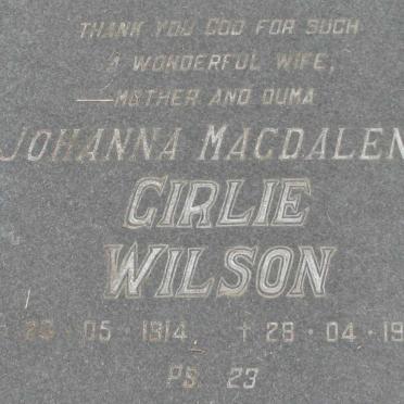 WILSON Johanna Magdalena 1914-1994