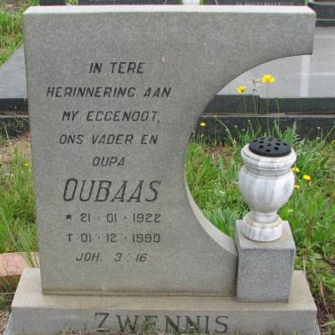 ZWENNIS Oubaas 1922-1990