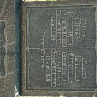 BRITS Petrus Jacobus nee BODES 1856-1944 :: BRITS Wiets Cornelus 1878-1945