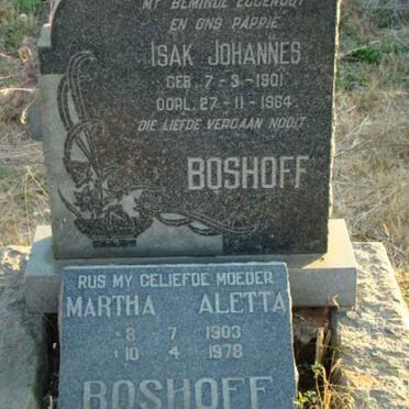 BOSHOFF Isak Johannes 1901-1964 &amp; Martha Aletta 1903-1978