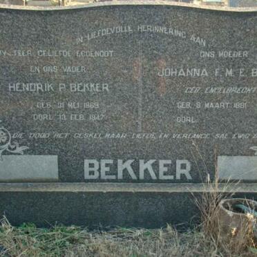 BEKKER Hendrik P. 1869-1947 &amp; Johanna ENGELBRECHT 1881-
