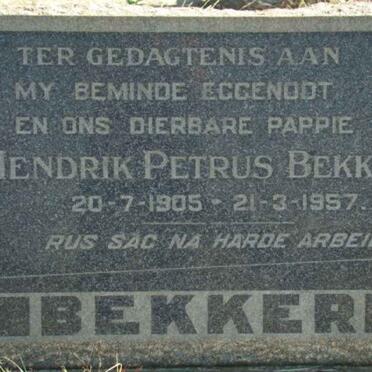 BEKKER Hendrik Petrus 1905-1957