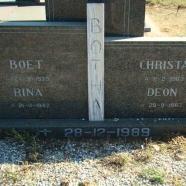 BOTHA Boet 1939-1989 &amp; Rina 1942-1989 :: BOTHA Christa 1963-1989 :: BOTHA Deon 1967-1989