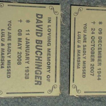 BUCHINGER David 1938-2008 &amp; Francina Dorathea JOUBERT 1944-2007