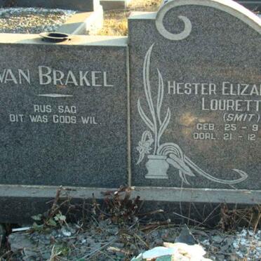 BRAKEL Hendrik Johannes, van 1911-1992 &amp; Hester Elizabeth Lourettha SMIT 1919-1965 