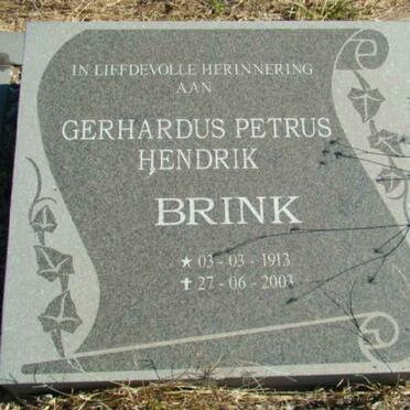 BRINK Gerhardus Petrus Hendrik 1913-2003