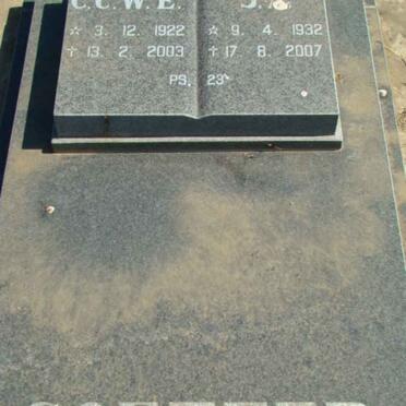 COETZER C.C.W.E. 1922-2003 &amp; J.A. 1932-2007