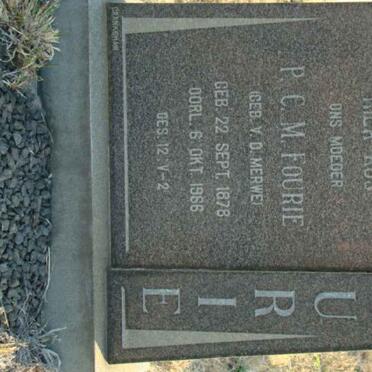 FOURIE P.C.M. nee V.D. MERWE  1878-1966