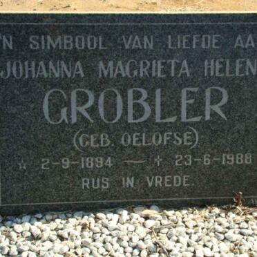 GROBLER Johanna Magrieta Helena nee OELOFSE 1894-1988
