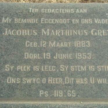 GREY Jacobus Marthinus 1883-1953