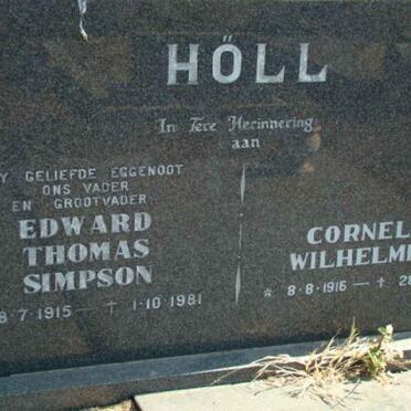 HOLL Edward Thomas Simpson 1915-1981 &amp; Cornelia Wilhelmina 1916-1990