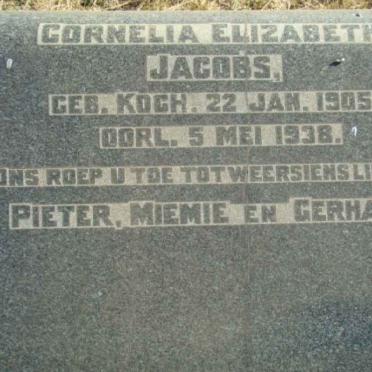 JACOBS Cornelia Elizabeth nee KOCH 1905-1938
