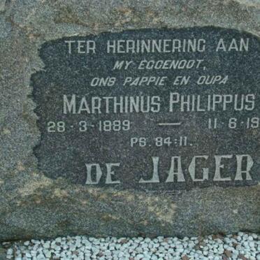 JAGER Marthinus Philippus, de 1889-1964