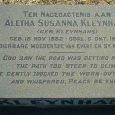 KLEYNHANS Aletha Susanna nee KLEYNHANS 1882-1964