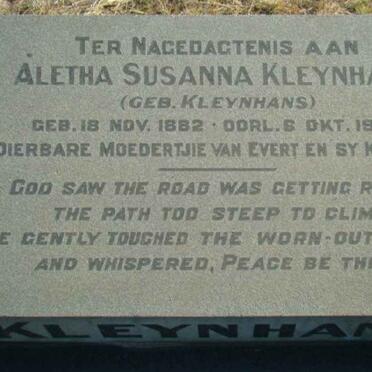 KLEYNHANS Aletha Susanna nee KLEYNHANS 1882-1964