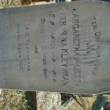 KLEYNHANS Margaretha Aletta Catharina nee JANSEN VAN VUREN -1880