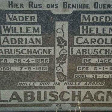 LABUSCHAGNE Willem Adrian 1896-1961 &amp; Helena Carolina DE JAGER 1897-1983