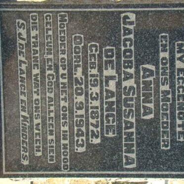 LANGE Anna Jacoba Susanna, de 1872-1943