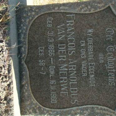 MERWE Francois Arnoldus, van der 1866-1960