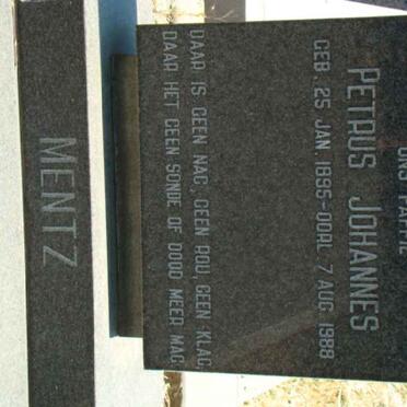 MENTZ Petrus Johannes 1895-1988