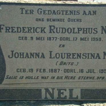NEL Frederick Rudolphus 1877-1959 &amp; Johanna Lourensina BRITS 1887-1957