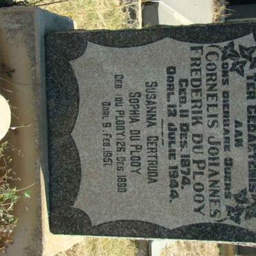 PLOOY Cornelis Johannes Frederik, du 1874-1944 &amp; Susanna Gertruda Sophia DU PLOOY 1880-1951