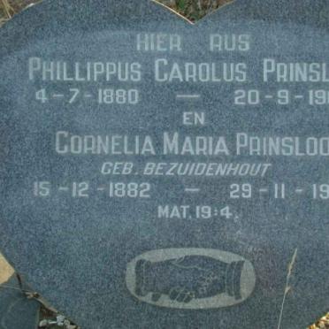 PRINSLOO Philippus Carolus 1880-1964 &amp; Cornelia Maria BEZUIDENHOUT 1882-1968
