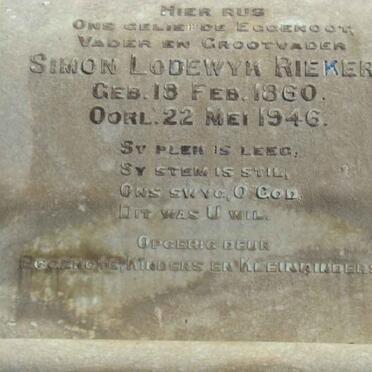 RIEKERT Simon Lodewyk 1860-1946