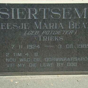 SIERTSEMA Geesje Maria Beatrix nee POTGIETER 1924-1985