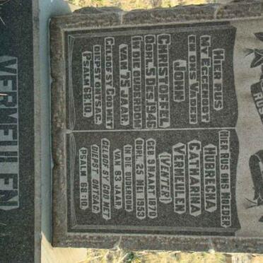 VERMEULEN John Christoffel -1945 &amp; Catharina VENTER 1870-1953