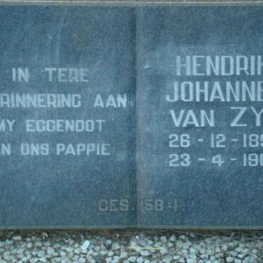 ZYL Hendrik Johannes, van 1894-1965