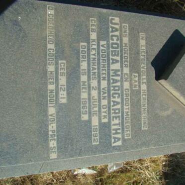 ? Jacoba Margaretha formerly VAN DYK nee KLEYNHANS 1892-1969