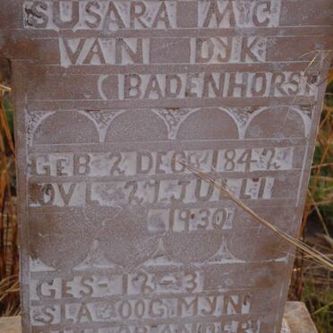 DYK Susara M.C., van nee BADENHORST 1842-1930