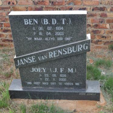 RENSBURG B.D.T., Janse van 1934-2003 &amp; J.F.M. 1938-2002