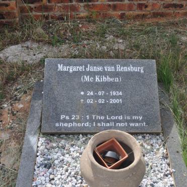 RENSBURG Margaret, Janse van nee McKIBBEN 1934-2001