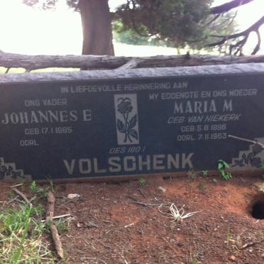 VOLSCHENK Johannes E. 1885- &amp; Maria M. VAN NIEKERK 1896-1963